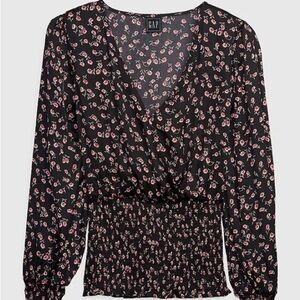New smocked GAP green floral blouse
